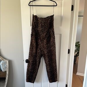 RACHEL COMEY Leopard Corduroy Strapless Jumpsuit – Size 12